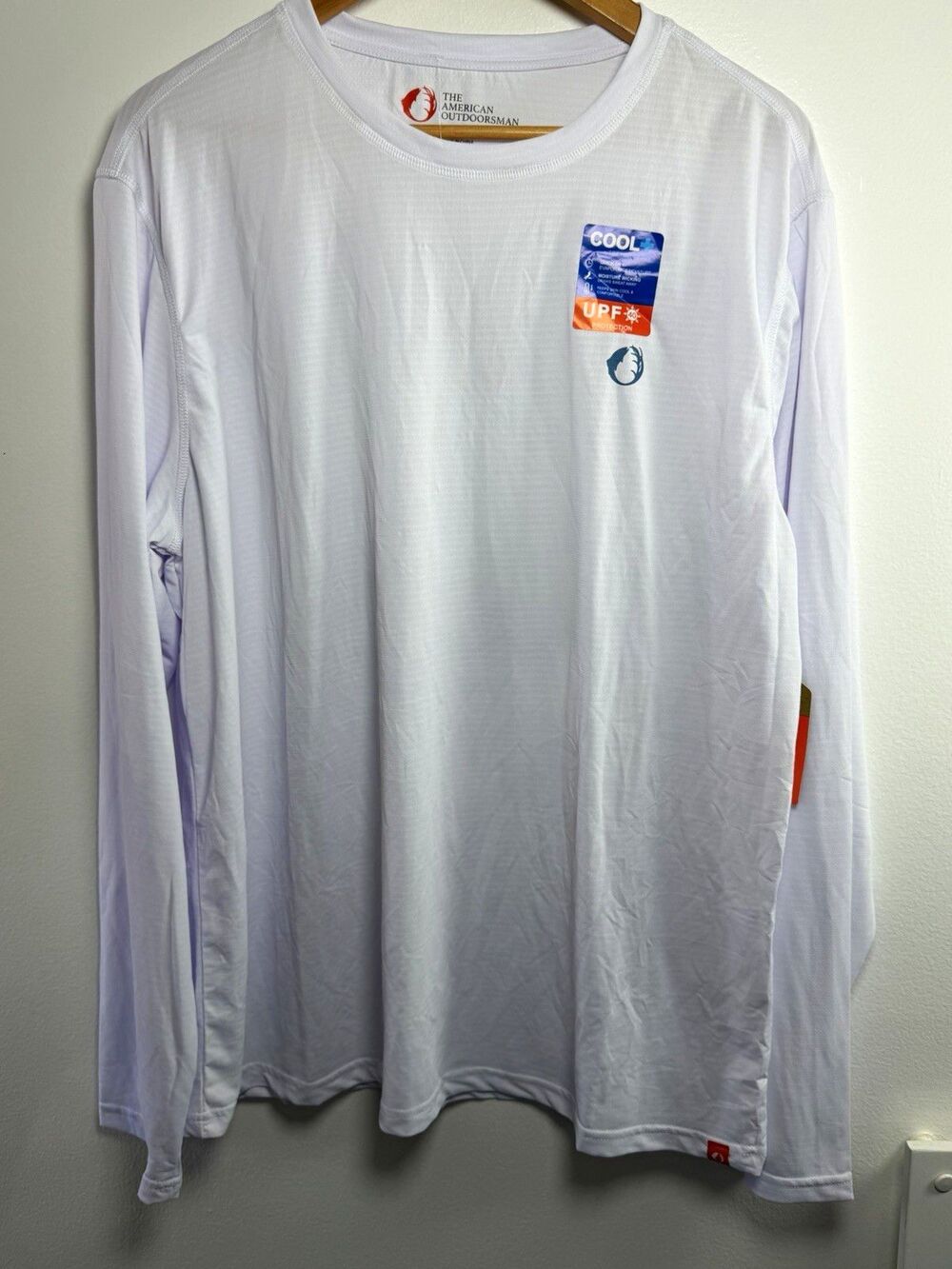 The American Outdoorsman Men XL Rash Guard UPF 40 Fishing Sun Shirt White NWT - Picture 4 of 14